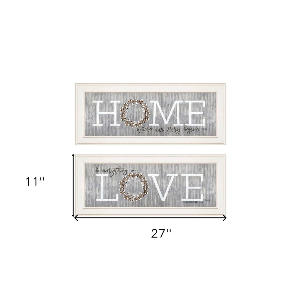 Set Of Two Where Our Story Begins 1 White Framed Print Wall Art - Homeroots - Flyclothing LLC