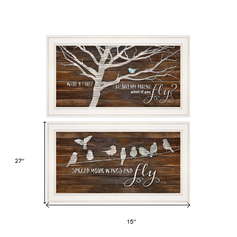 Set Of Two Spread Your Wings 1 White Framed Print Wall Art - Homeroots - Flyclothing LLC