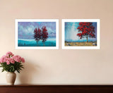 Set Of Two Red Trees 1 White Framed Print Wall Art - Homeroots - Flyclothing LLC