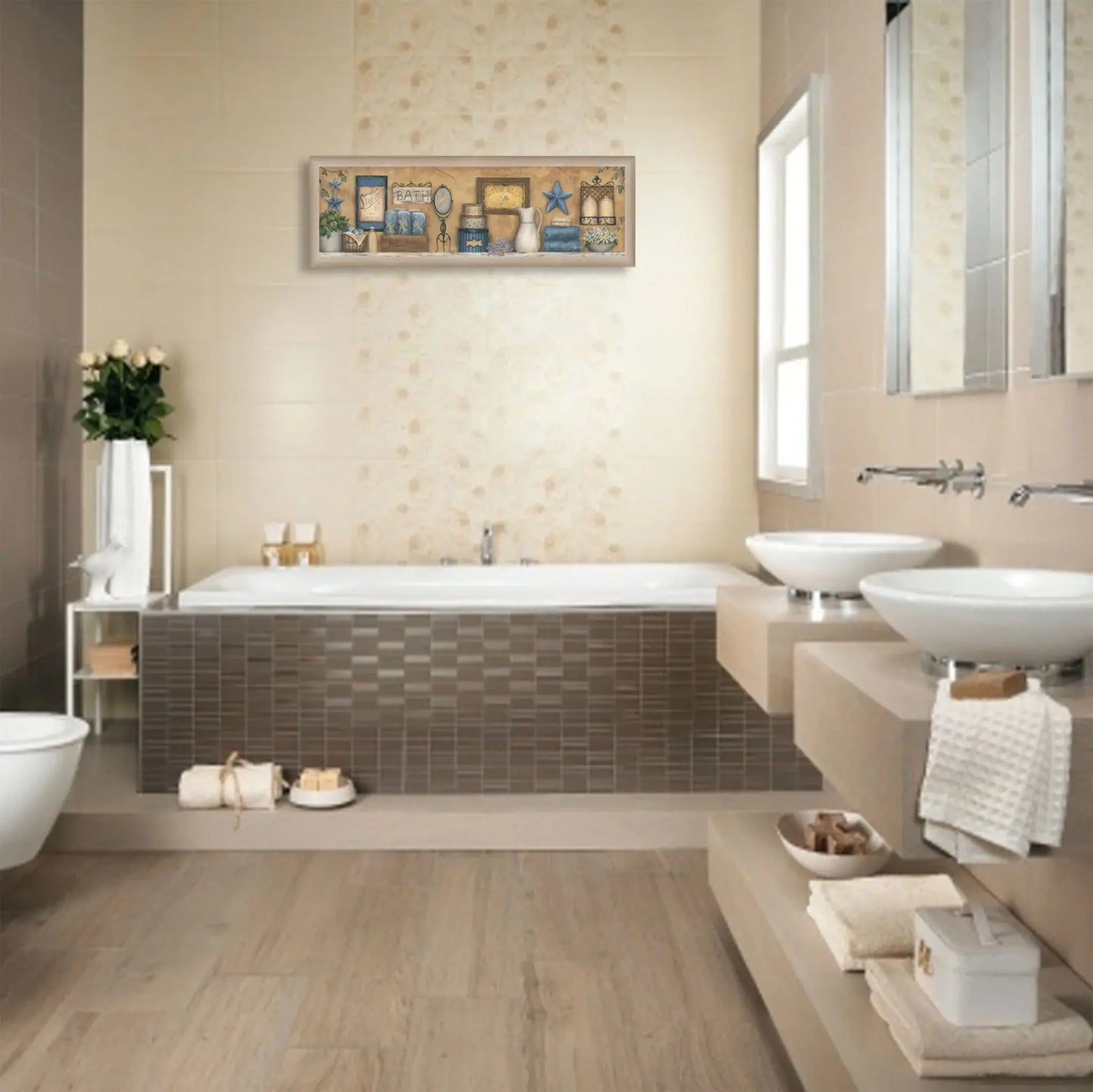 Starlight Bath 4 Brown Framed Print Bathroom Wall Art - Homeroots - Flyclothing LLC