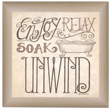Soak and Relax 1 Brown Framed Print Bathroom Wall Art