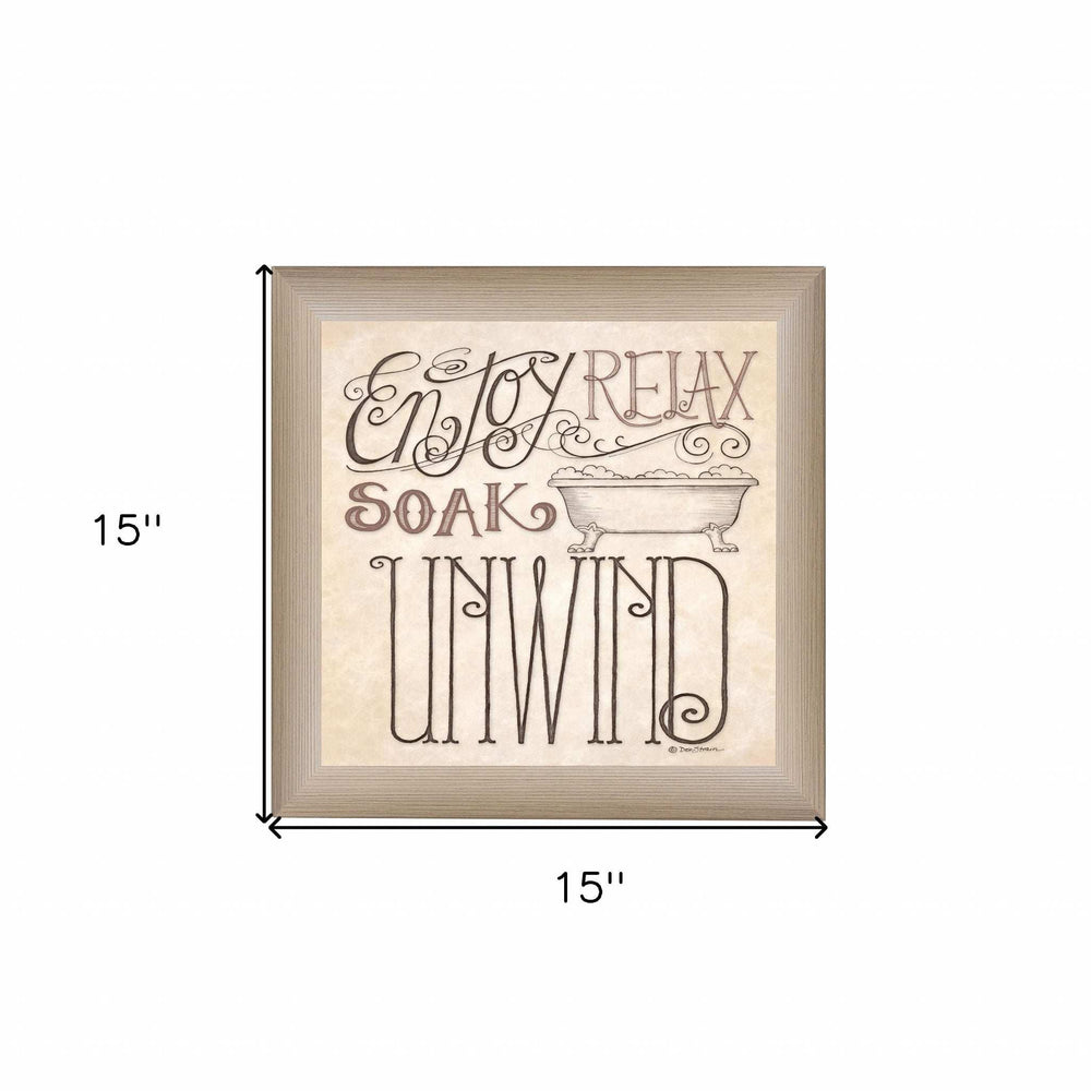 Soak and Relax 1 Brown Framed Print Bathroom Wall Art - Homeroots - Flyclothing LLC
