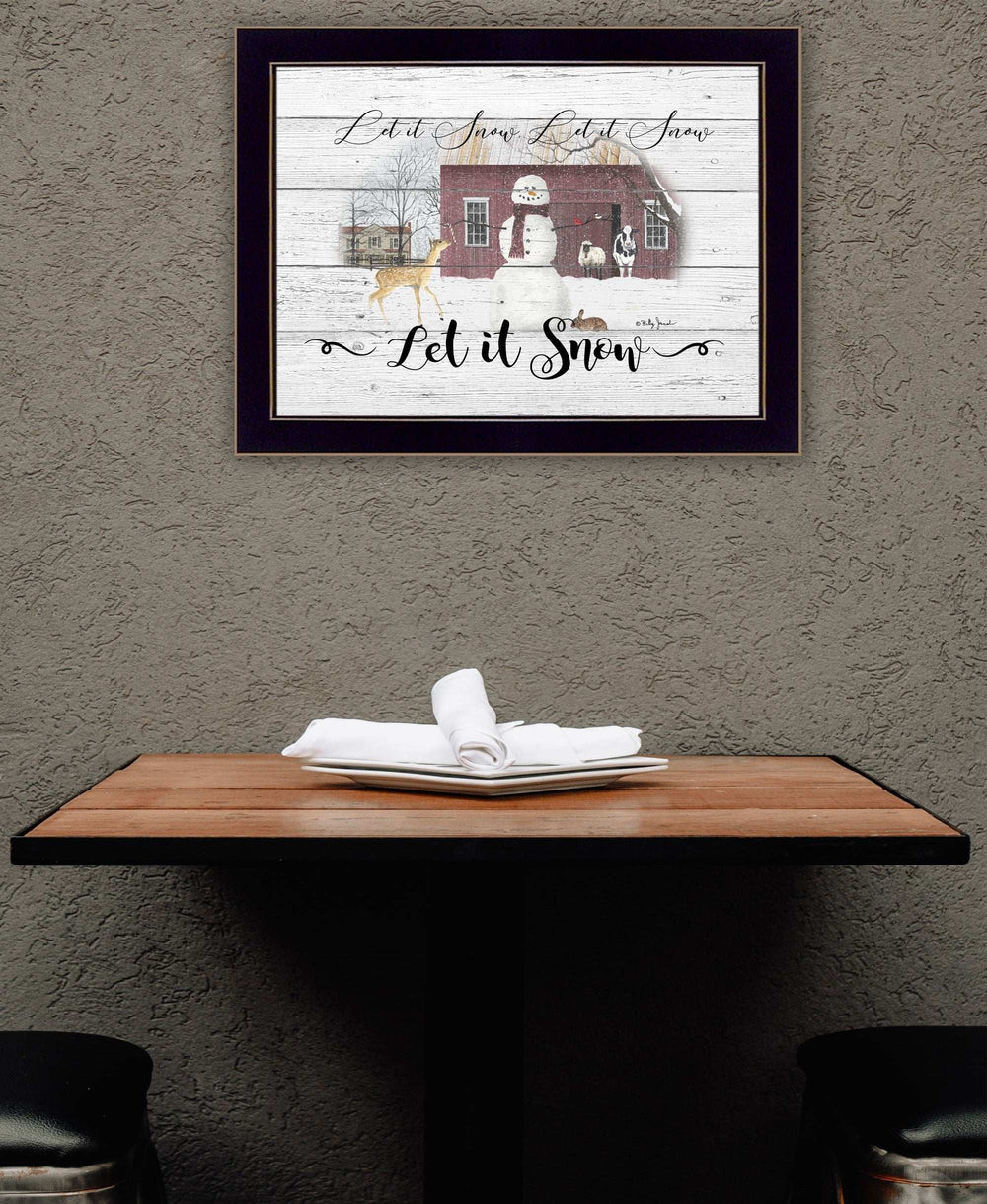 Let It Snow 1 Black Framed Print Wall Art - Homeroots - Flyclothing LLC