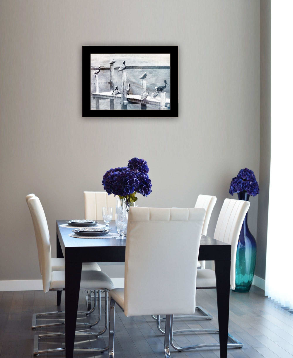 Birds on a Pier 1 Black Framed Print Kitchen Wall Art - Homeroots - Flyclothing LLC