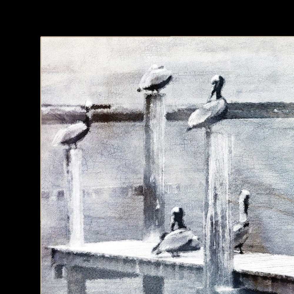 Birds on a Pier 1 Black Framed Print Kitchen Wall Art - Homeroots - Flyclothing LLC