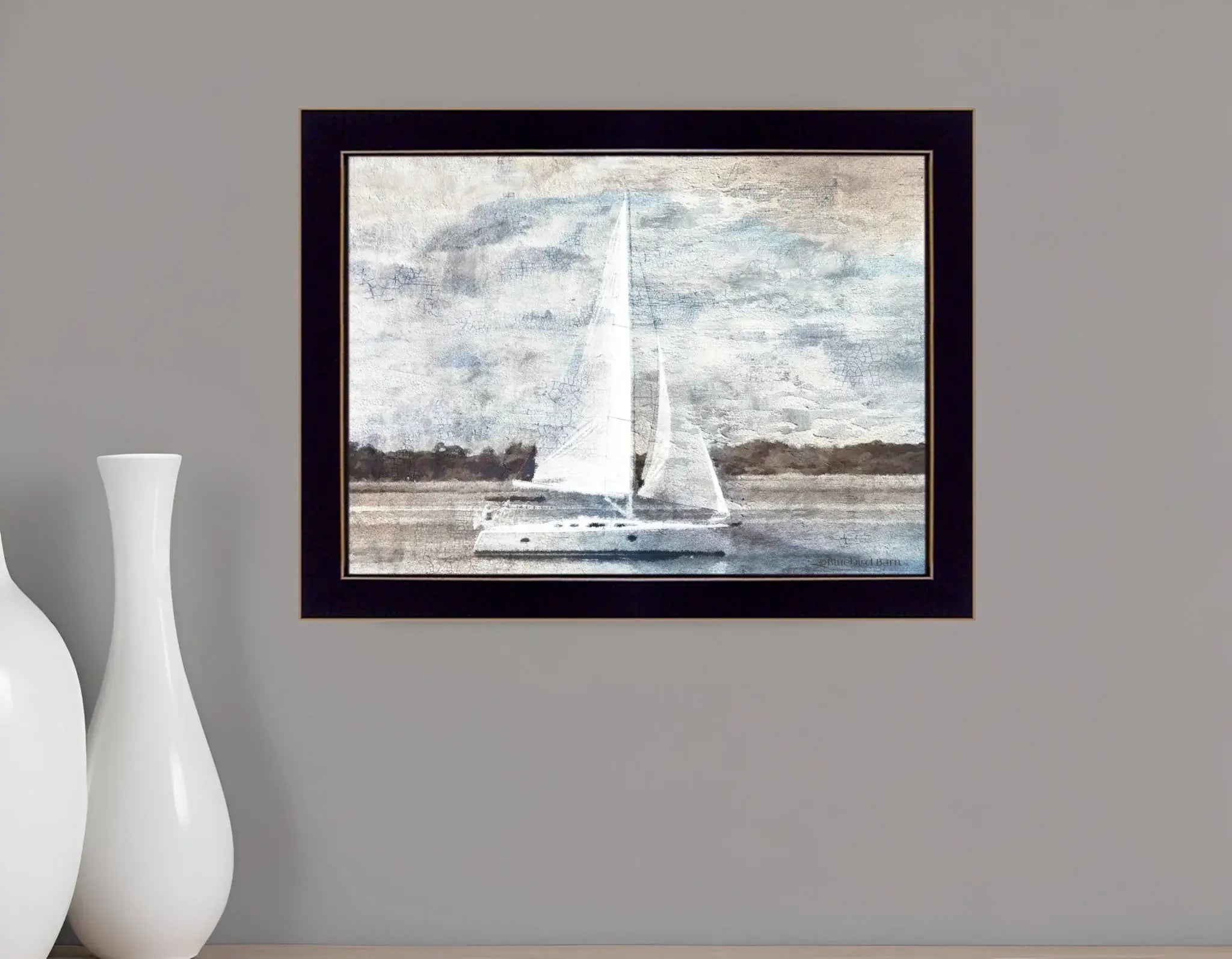 Sailboat on Water 1 Black Framed Print Wall Art - Homeroots - Flyclothing LLC