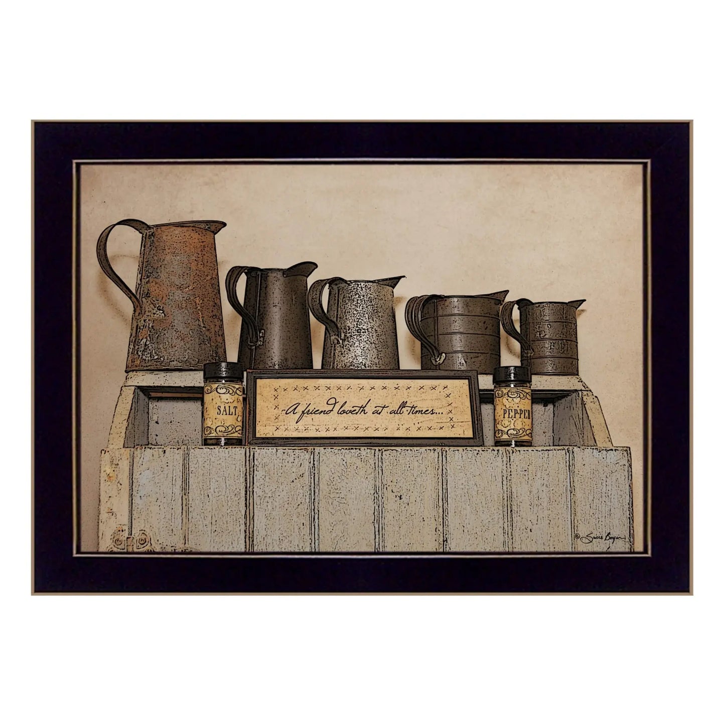 A Friend Loveth at All Time 1 Black Framed Print Wall Art - Homeroots - Flyclothing LLC