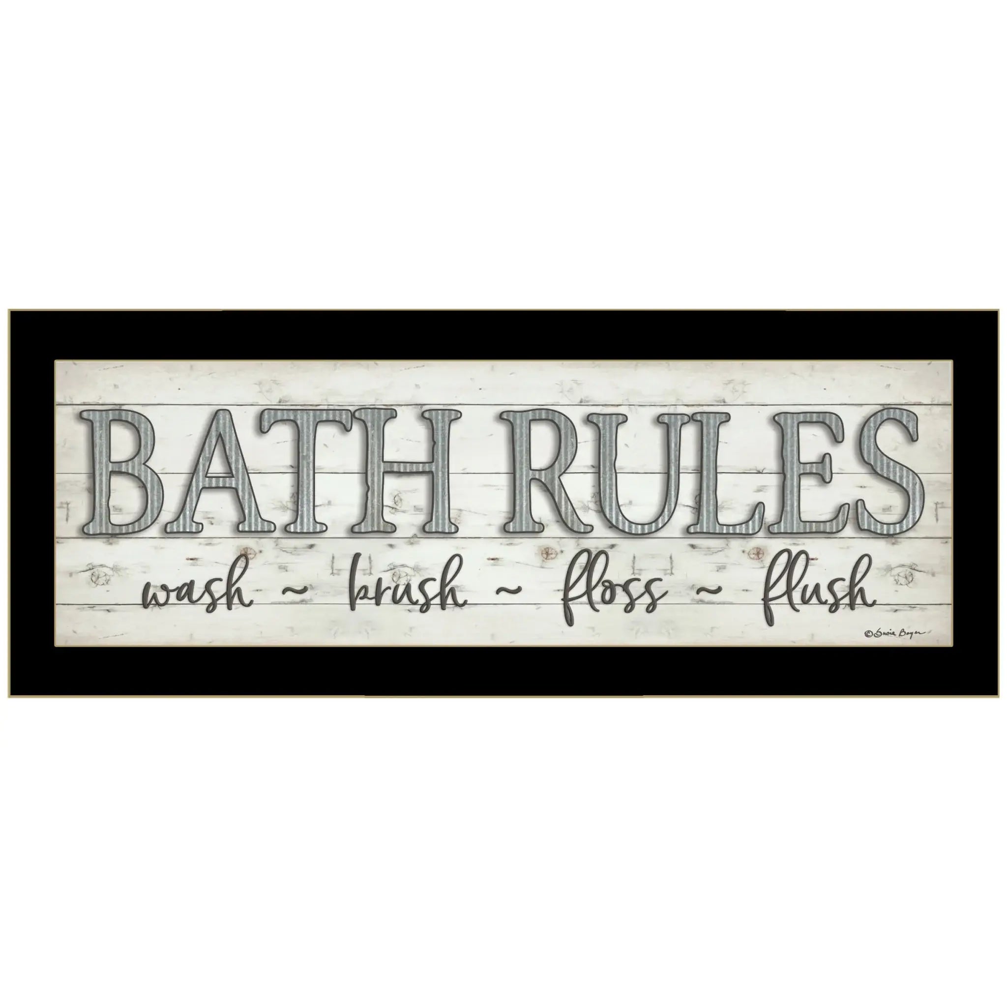 Bath Rules 3 Black Framed Print Bathroom Wall Art - Homeroots - Flyclothing LLC