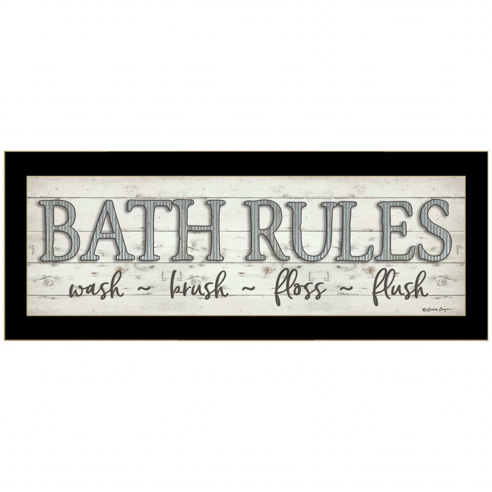 Bath Rules 3 Black Framed Print Bathroom Wall Art - Homeroots - Flyclothing LLC