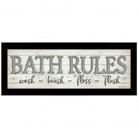 Bath Rules 3 Black Framed Print Bathroom Wall Art - Homeroots - Flyclothing LLC