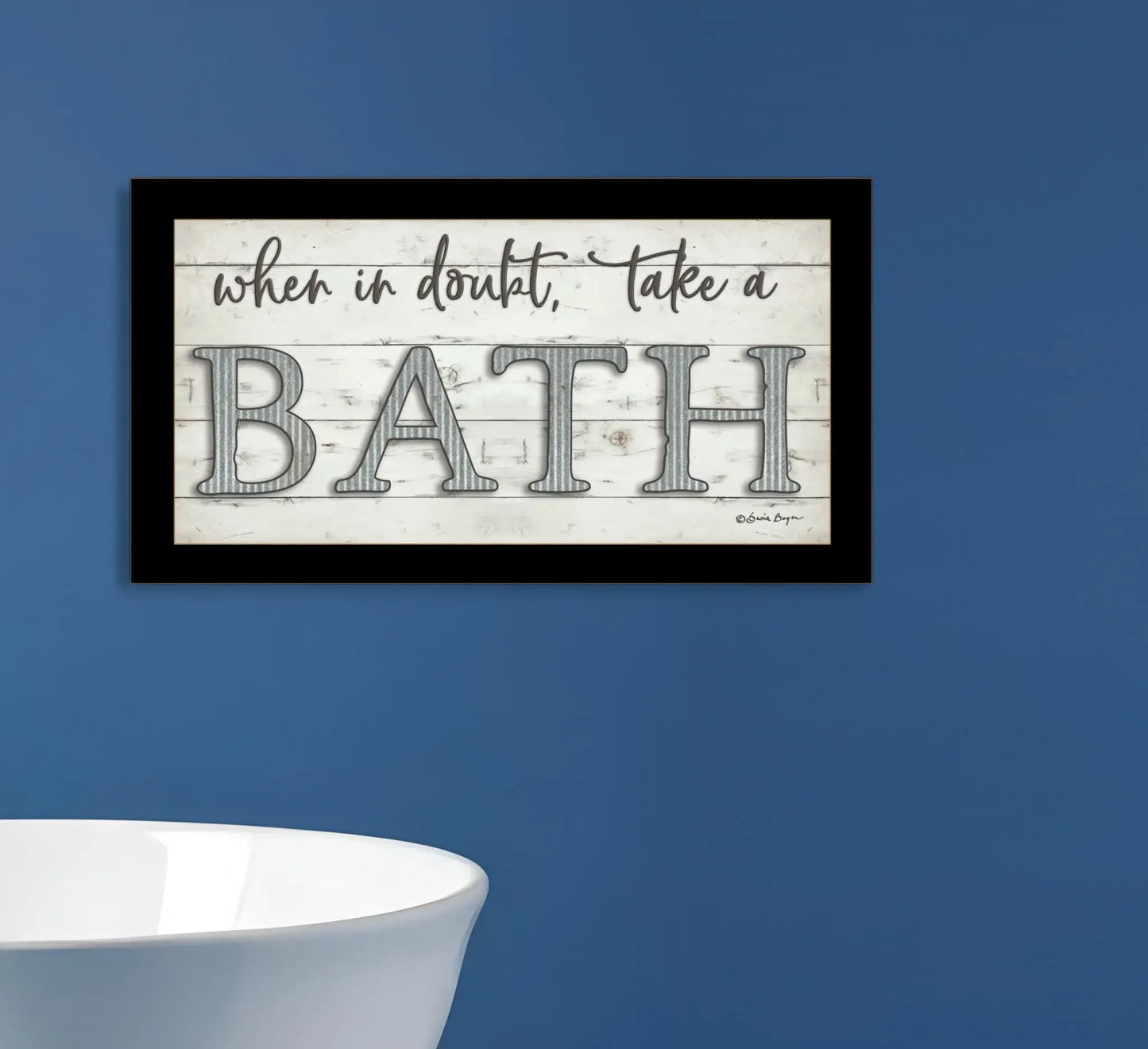 When in Doubt Take a Bath Black Framed Print Bathroom Wall Art - Homeroots - Flyclothing LLC