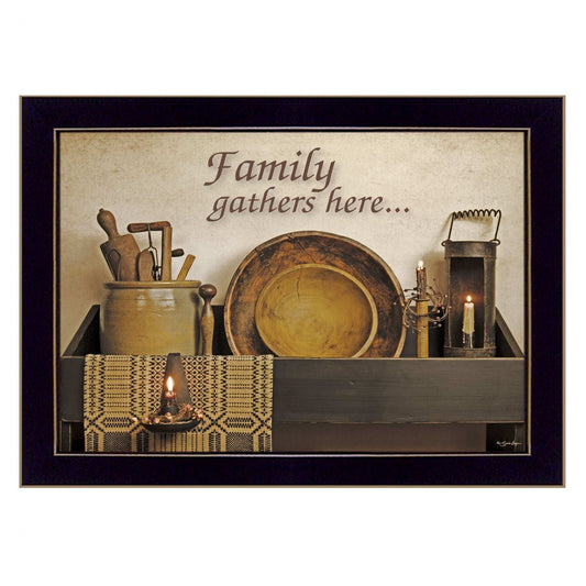 Family Gather Here 1 Black Framed Print Kitchen Wall Art - Homeroots - Flyclothing LLC
