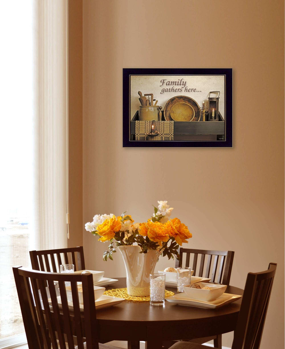 Family Gather Here 1 Black Framed Print Kitchen Wall Art - Homeroots - Flyclothing LLC