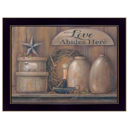 Love Abides Here Shelf 1 Black Framed Print Wall Art - Homeroots - Flyclothing LLC