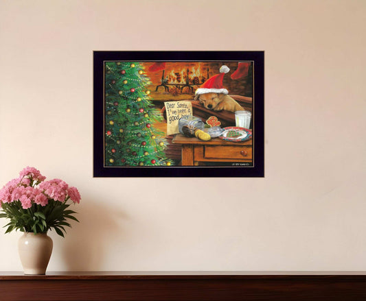 Christmas Eve Puppy Black Framed Print Wall Art - Homeroots - Flyclothing LLC