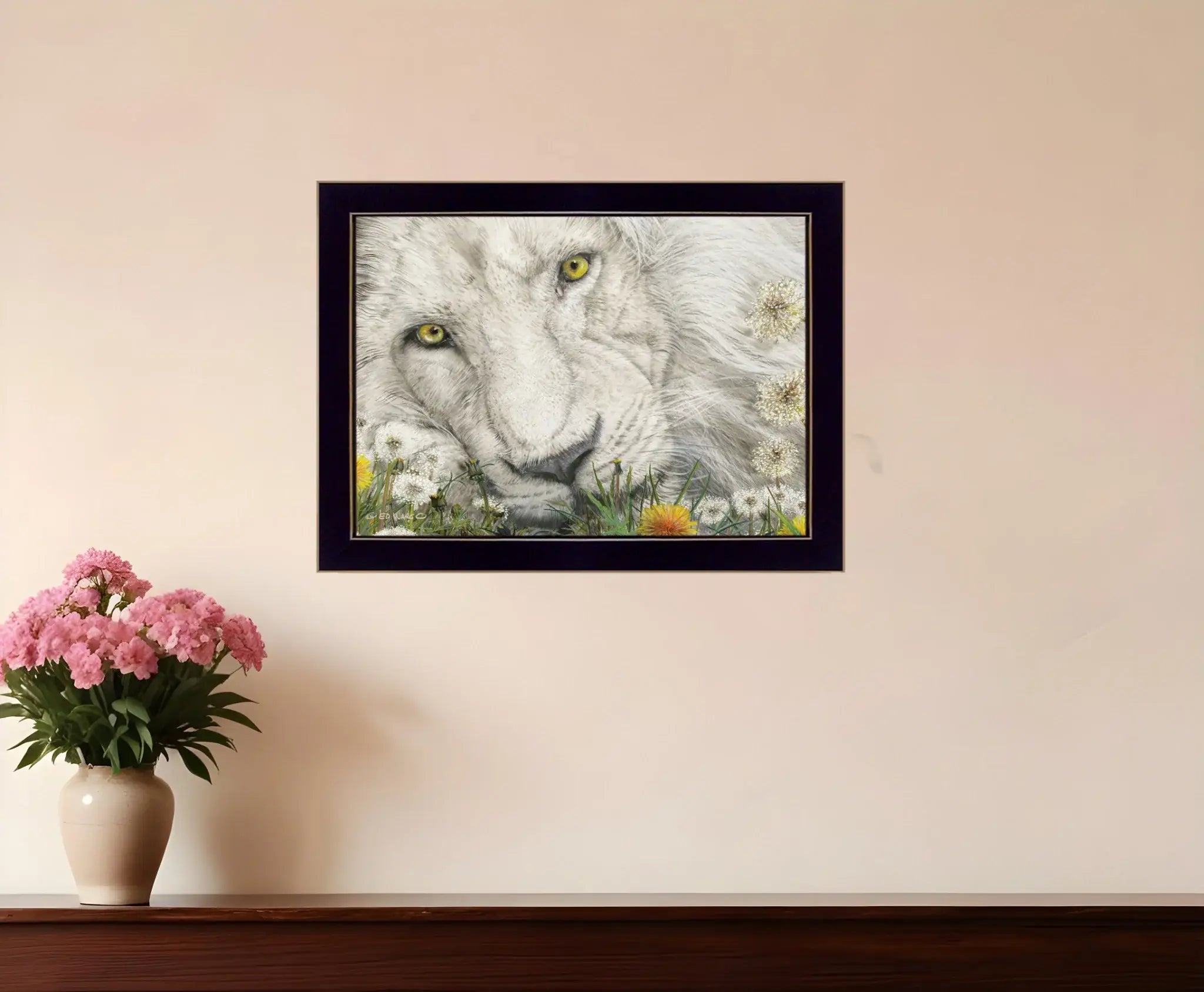 Dandy Lion 1 Black Framed Print Wall Art - Homeroots - Flyclothing LLC