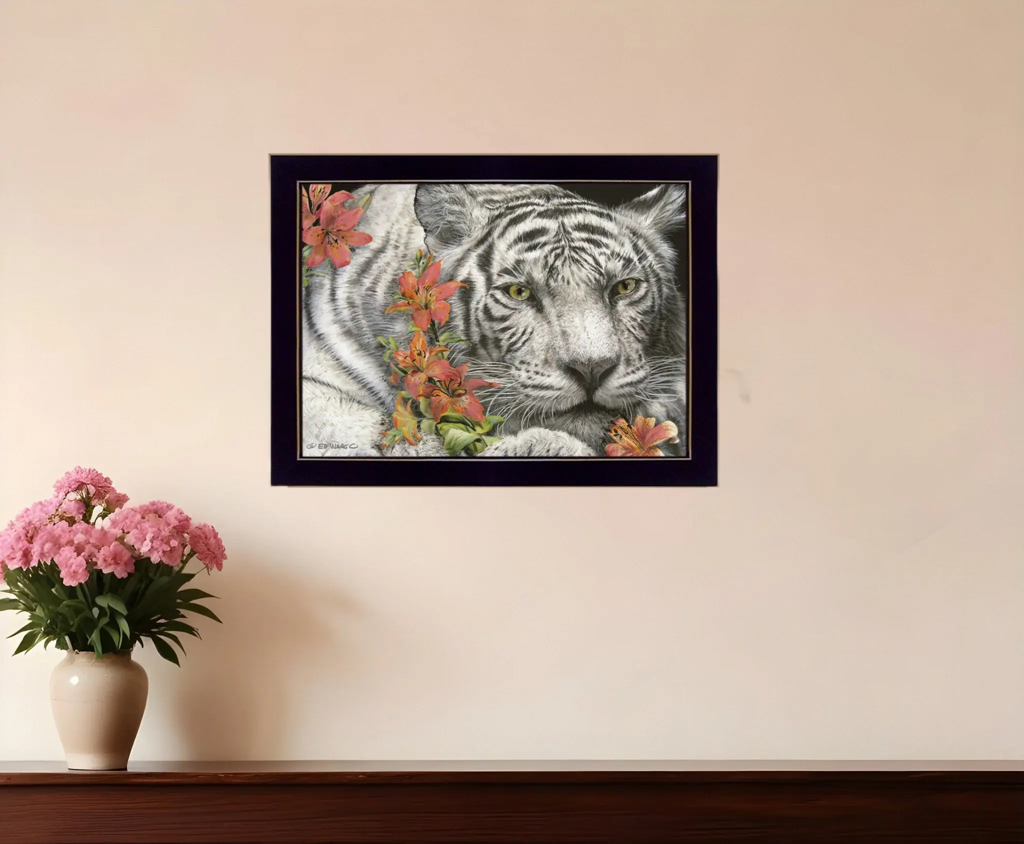 Tiger Lily 1 Black Framed Print Wall Art - Homeroots - Flyclothing LLC