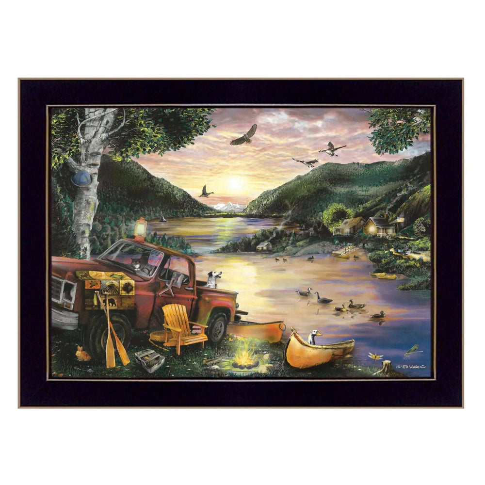 Lakefront Camping I 1 Black Framed Print Wall Art - Homeroots - Flyclothing LLC