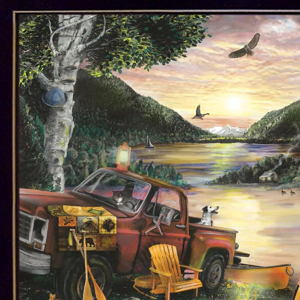 Lakefront Camping I 1 Black Framed Print Wall Art - Homeroots - Flyclothing LLC