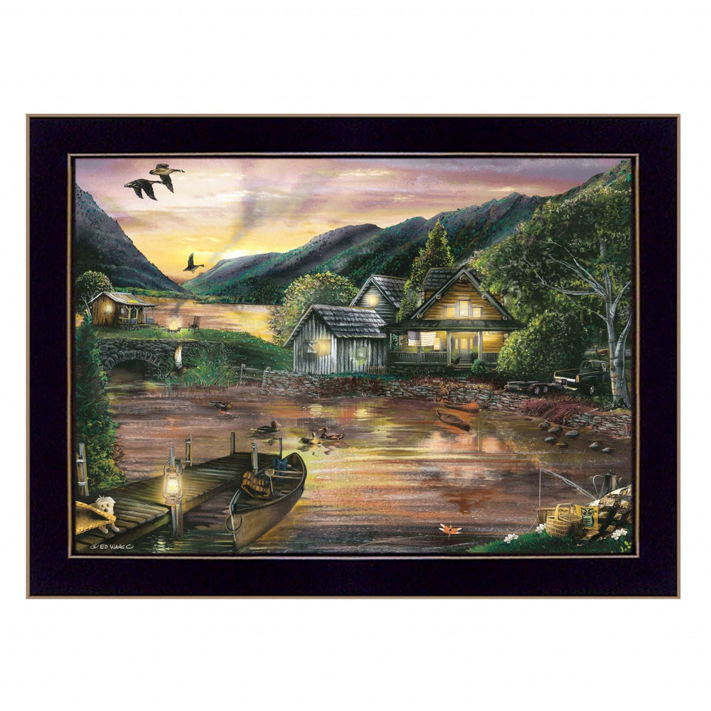 Lakefront Camping II 1 Black Framed Print Wall Art - Homeroots - Flyclothing LLC