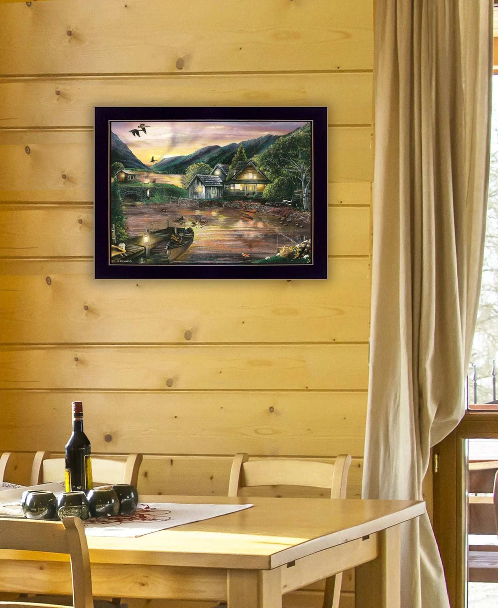 Lakefront Camping II 1 Black Framed Print Wall Art - Homeroots - Flyclothing LLC