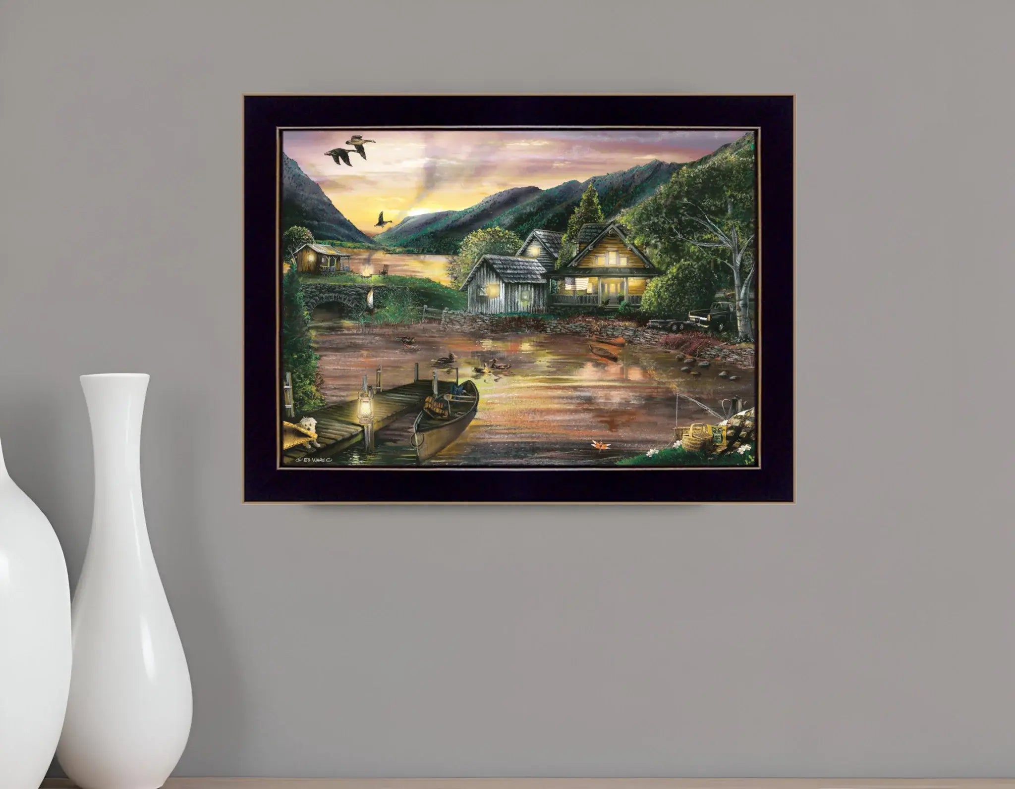 Lakefront Camping II 1 Black Framed Print Wall Art - Homeroots - Flyclothing LLC