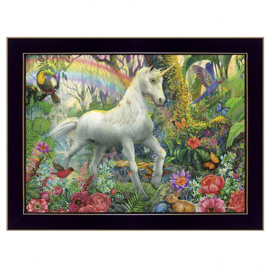 Rainbow Unicorn 1 Black Framed Print Wall Art - Homeroots - Flyclothing LLC