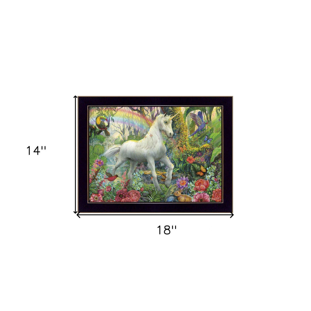 Rainbow Unicorn 1 Black Framed Print Wall Art - Homeroots - Flyclothing LLC