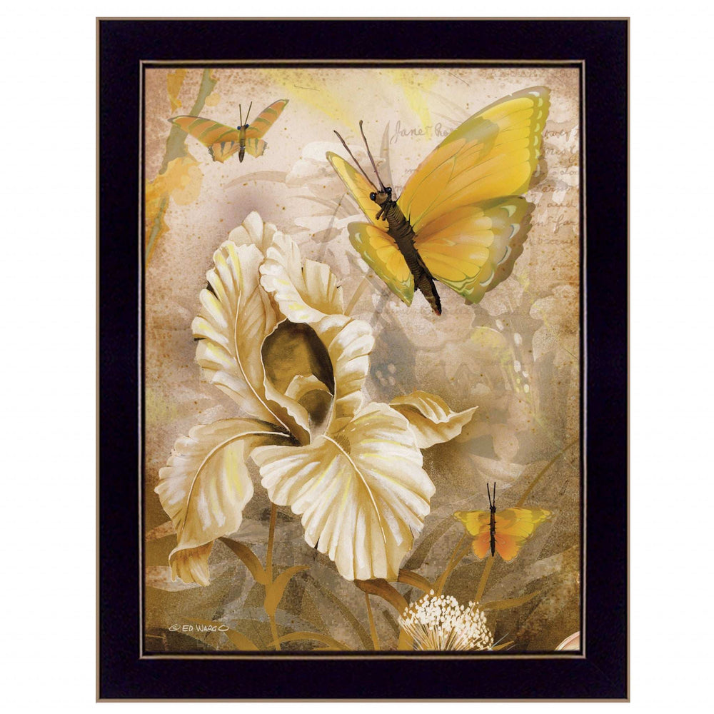 Flowers and Butterflies I 1 Black Framed Print Wall Art - Homeroots - Flyclothing LLC