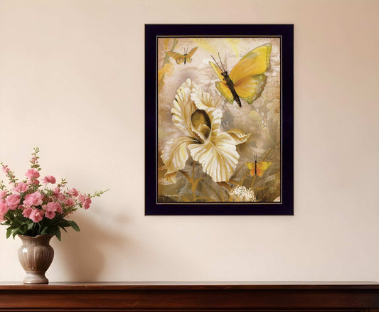 Flowers and Butterflies I 1 Black Framed Print Wall Art - Homeroots - Flyclothing LLC