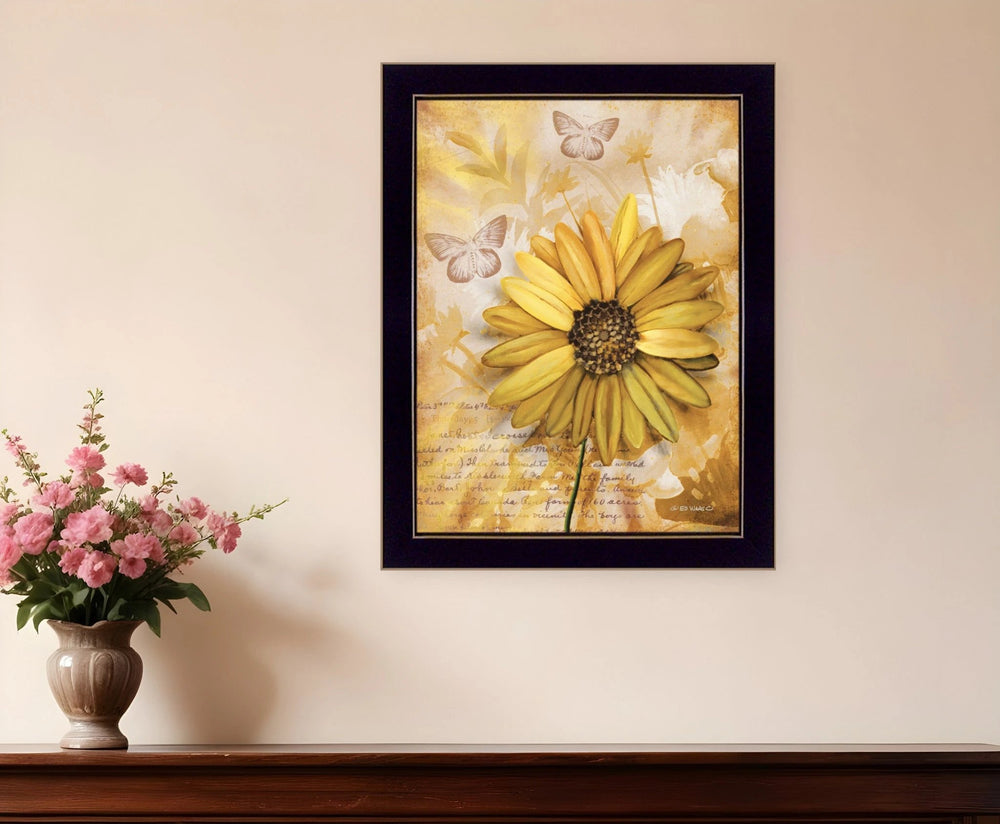 Flowers and Butterflies II 1 Black Framed Print Wall Art - Homeroots