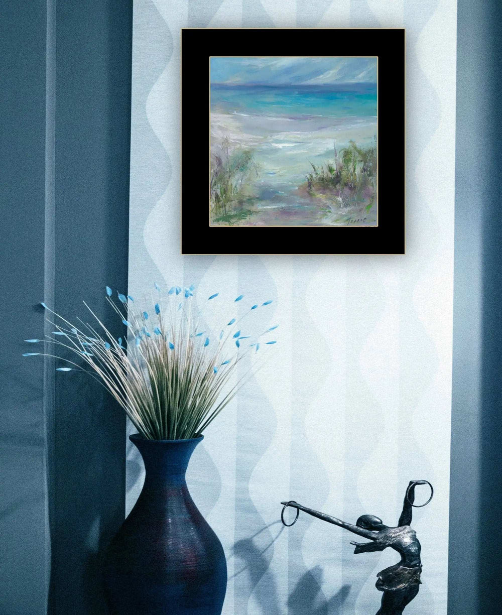 Blue Horizons Ocean View Black Framed Print Wall Art - Homeroots - Flyclothing LLC