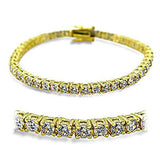 415904 - Gold Brass Bracelet with AAA Grade CZ  in Clear - Alamode