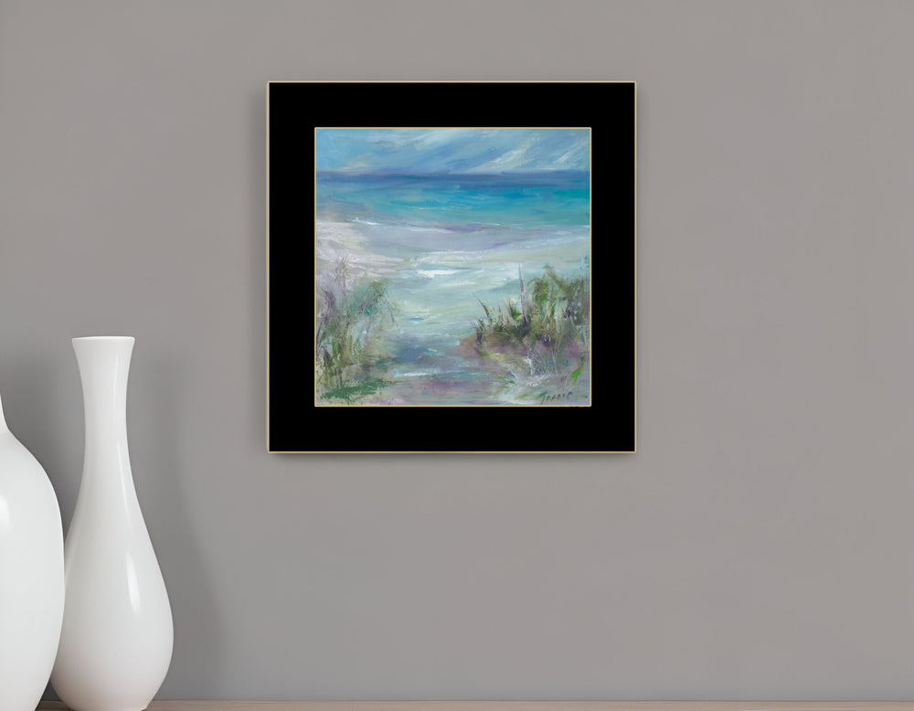 Blue Horizons Ocean View Black Framed Print Wall Art - Homeroots