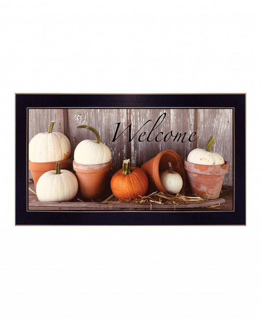 Welcome Pumpkin Shelf 3 Black Framed Print Wall Art - Homeroots - Flyclothing LLC