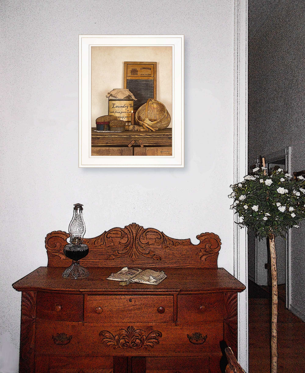 Laundry Soap 1 White Framed Print Bathroom Wall Art - Homeroots - Flyclothing LLC
