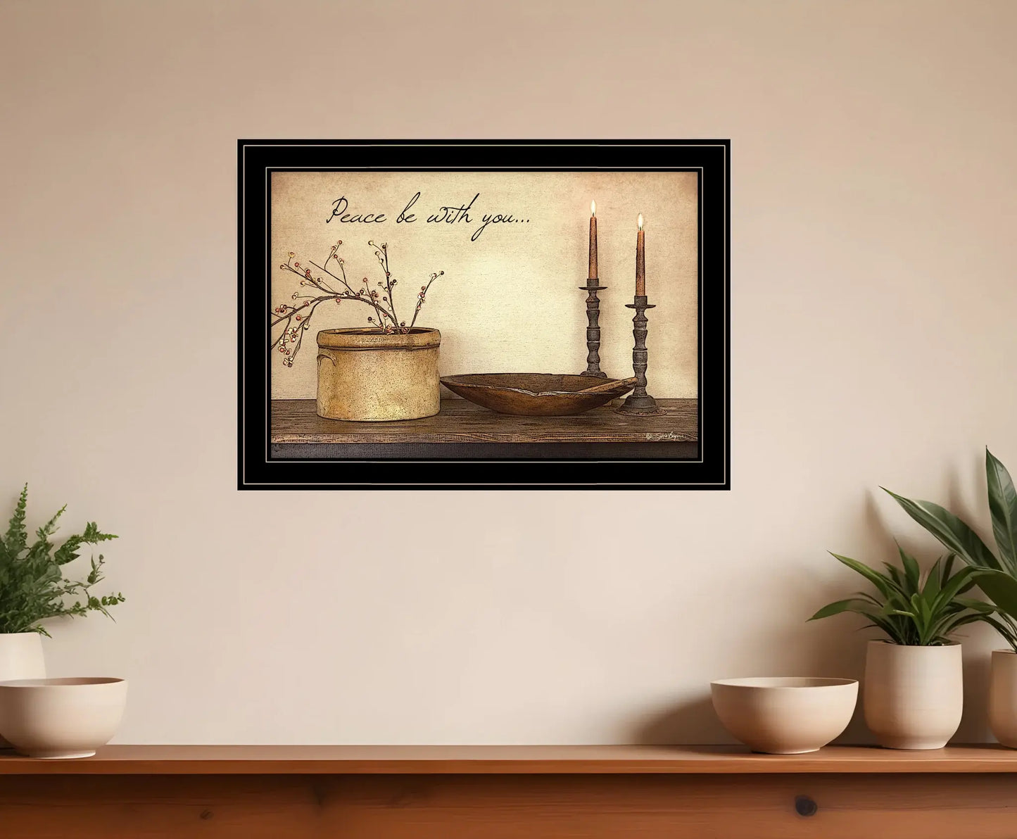 Peace Be with You Black Framed Print Wall Art - Homeroots - Flyclothing LLC