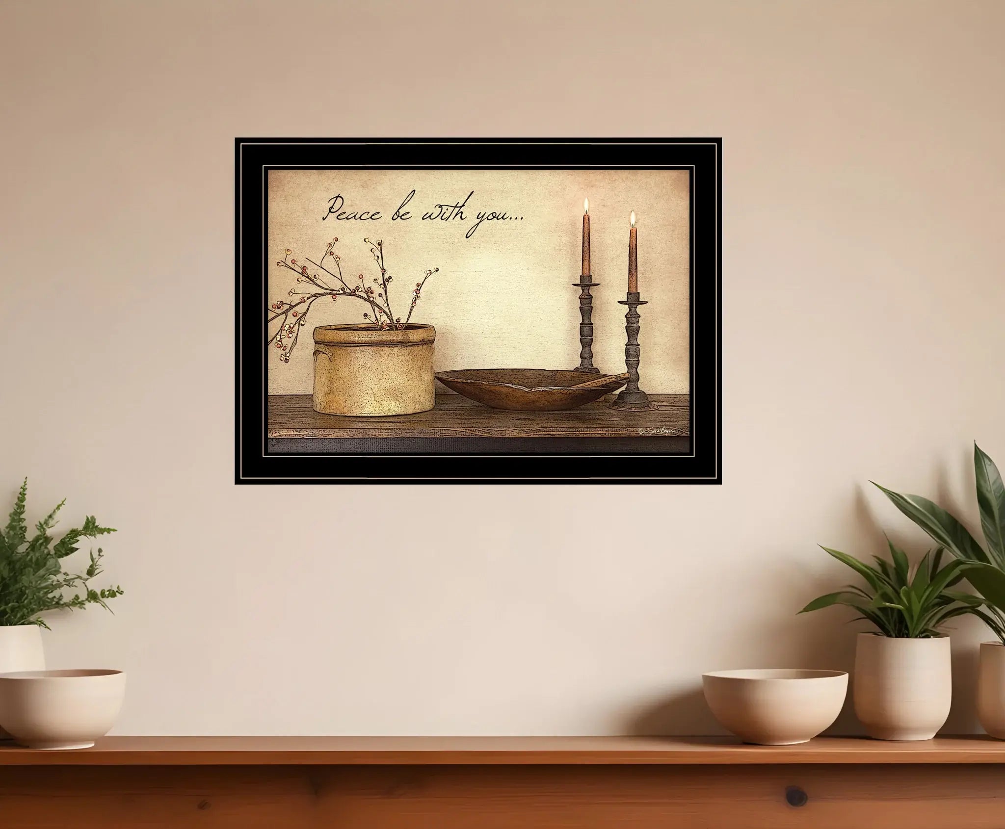 Peace Be with You Black Framed Print Wall Art - Homeroots - Flyclothing LLC