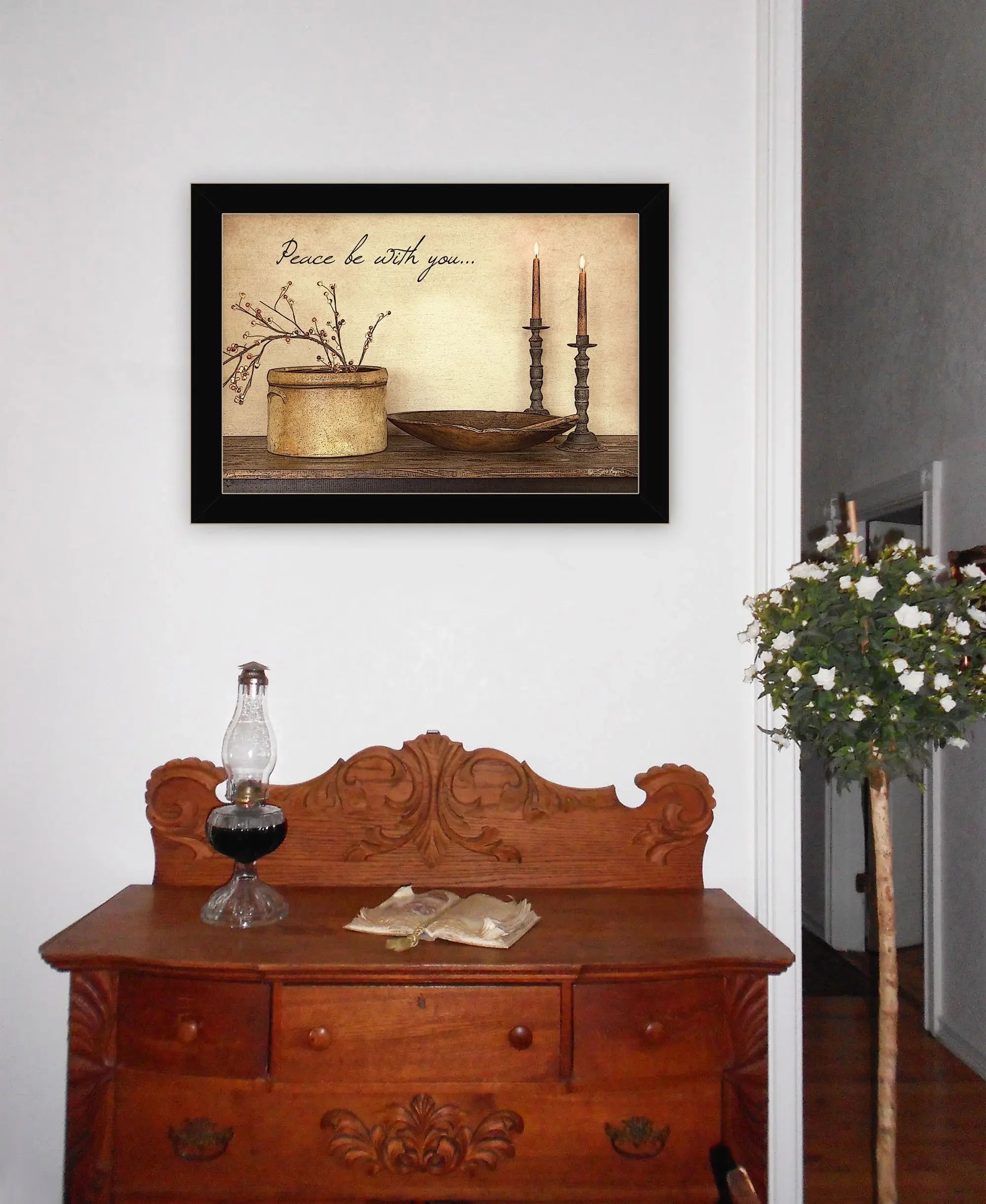 Peace Be with You Black Framed Print Wall Art - Homeroots - Flyclothing LLC