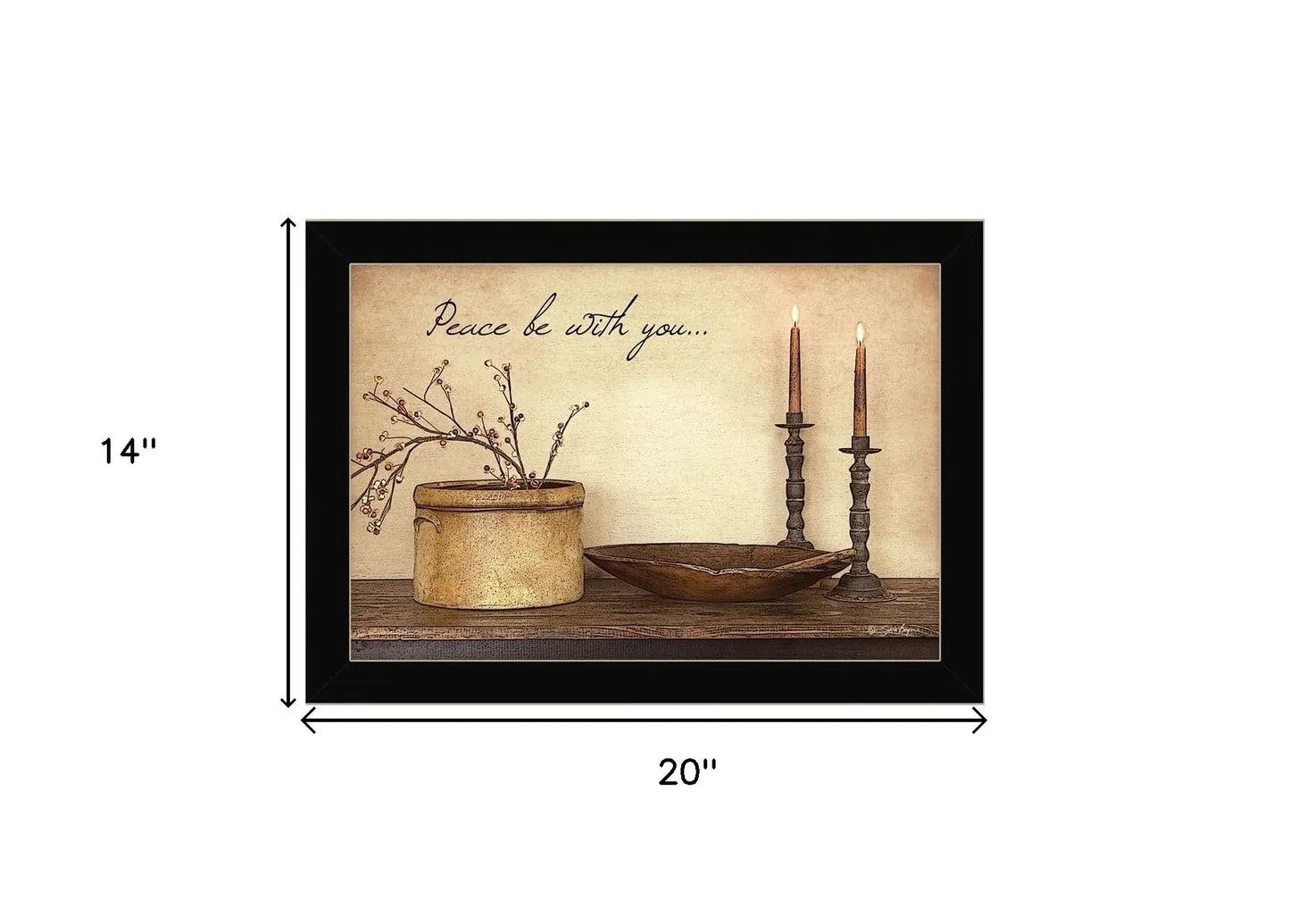 Peace Be with You Black Framed Print Wall Art - Homeroots - Flyclothing LLC