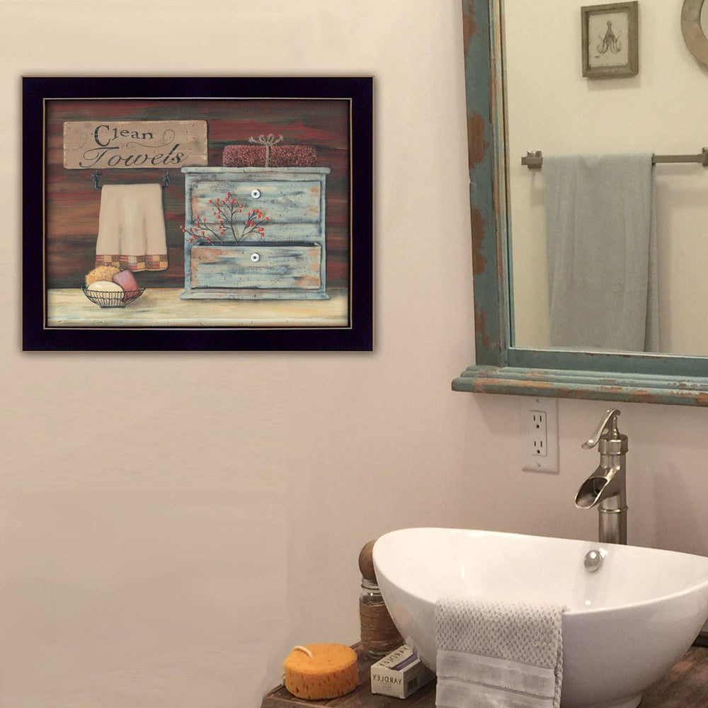 Clean Towels Black Framed Print Bathroom Wall Art - Homeroots - Flyclothing LLC