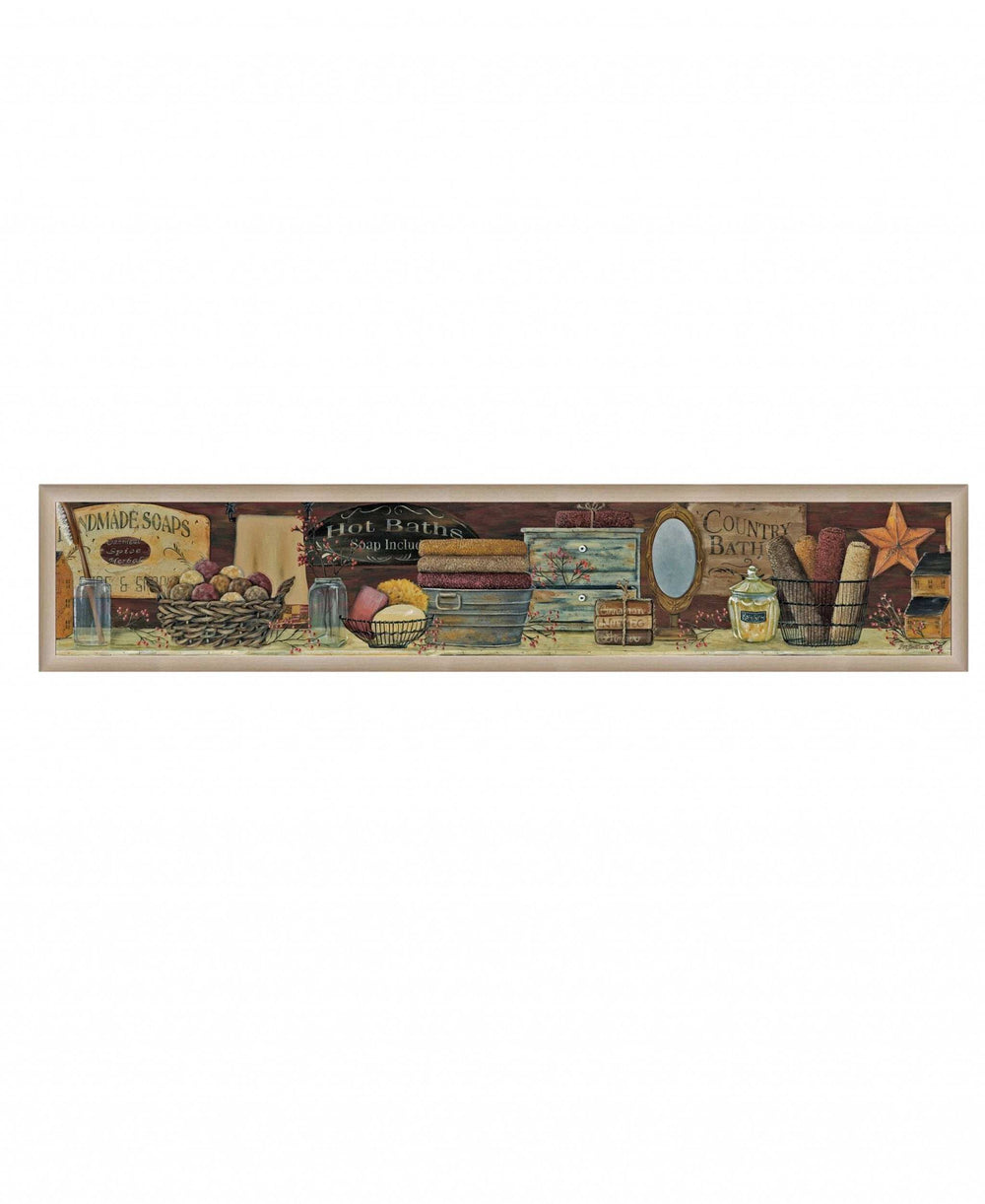 Country Bath Shelf 5 Brown Framed Print Bathroom Wall Art - Homeroots - Flyclothing LLC