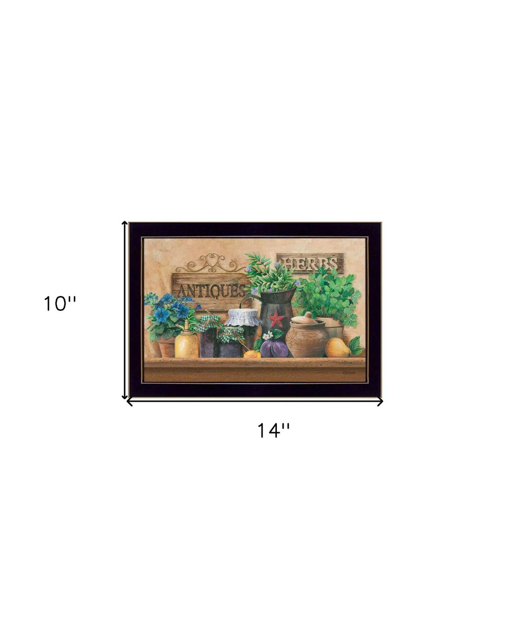 Antiques and Herbs Black Framed Print Kitchen Wall Art - Homeroots - Flyclothing LLC