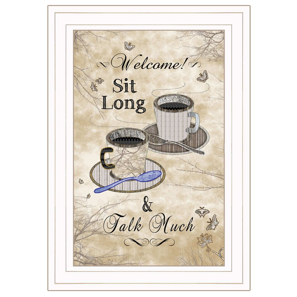 Sit Long Talk Much White Framed Print Kitchen Wall Art - Homeroots - Flyclothing LLC