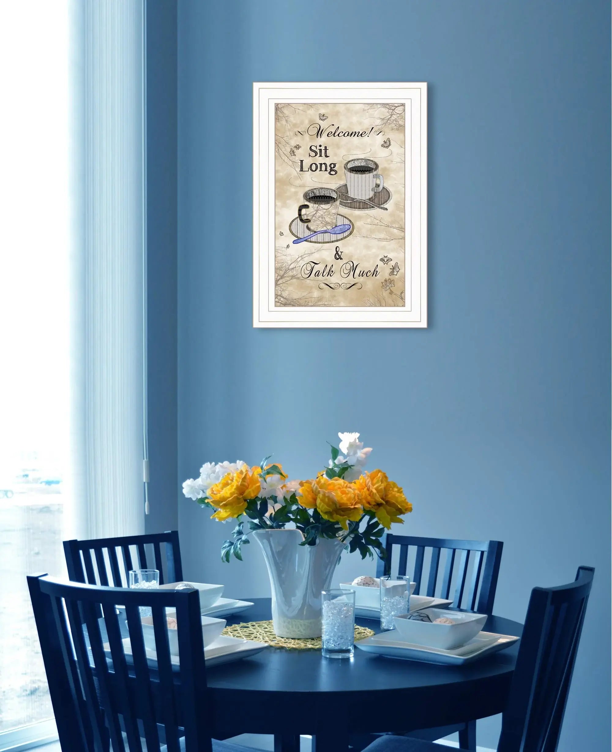 Sit Long Talk Much White Framed Print Kitchen Wall Art - Homeroots - Flyclothing LLC