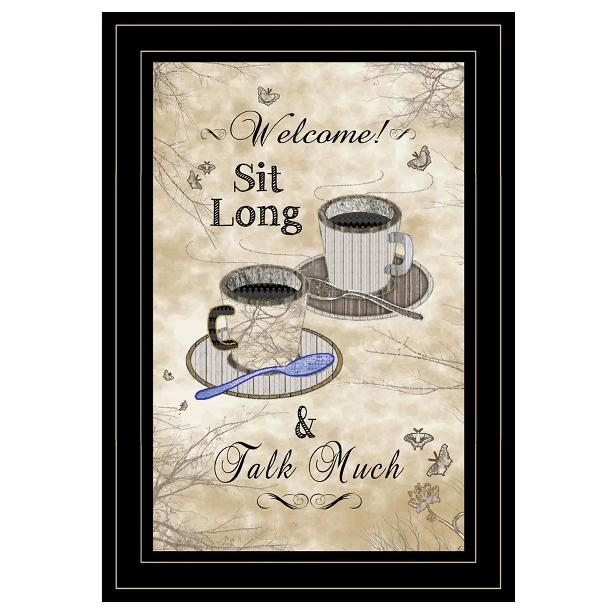 Sit Long Talk Much 4 Black Framed Print Kitchen Wall Art - Homeroots - Flyclothing LLC