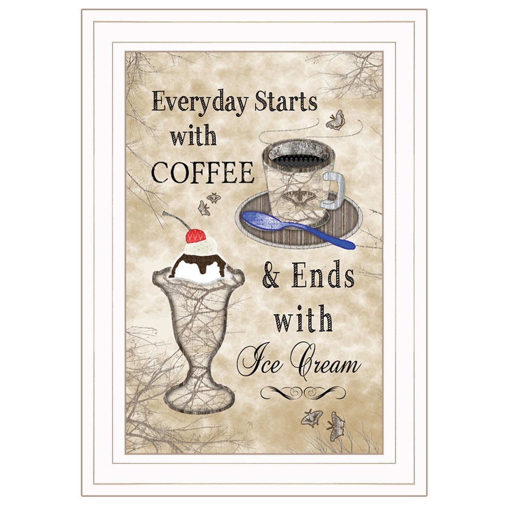 Everyday Starts with Coffee 3 White Framed Print Kitchen Wall Art - Homeroots - Flyclothing LLC
