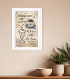 Everyday Starts with Coffee 3 White Framed Print Kitchen Wall Art - Homeroots