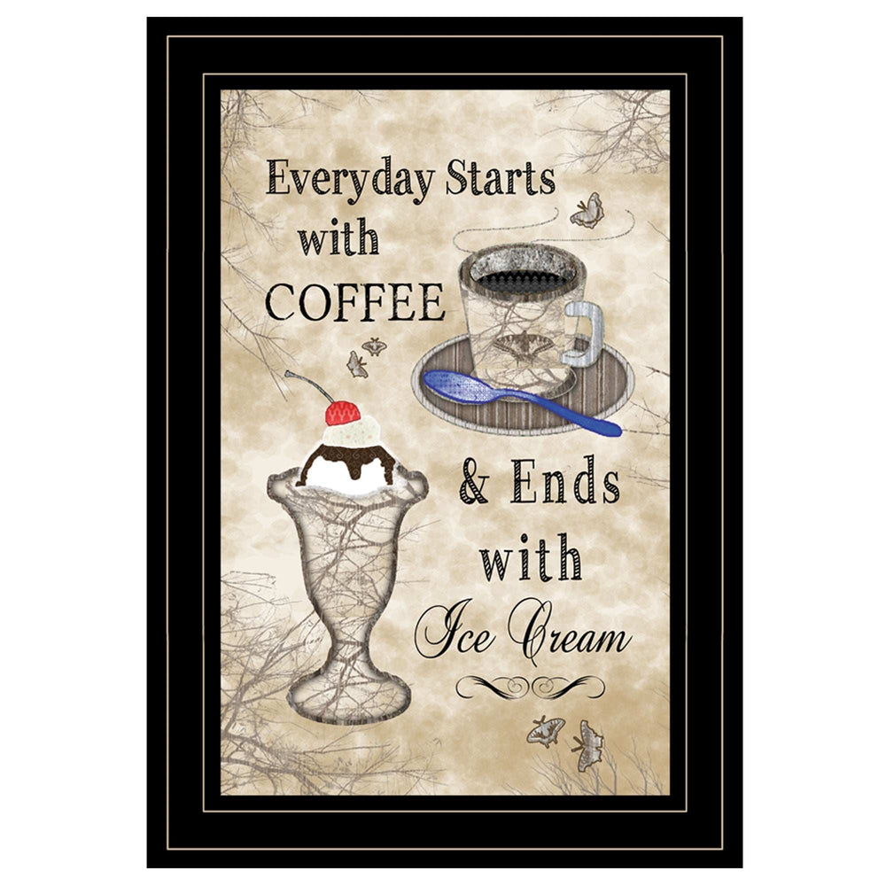 Everyday Starts with Coffee 4 Black Framed Print Kitchen Wall Art - Homeroots - Flyclothing LLC