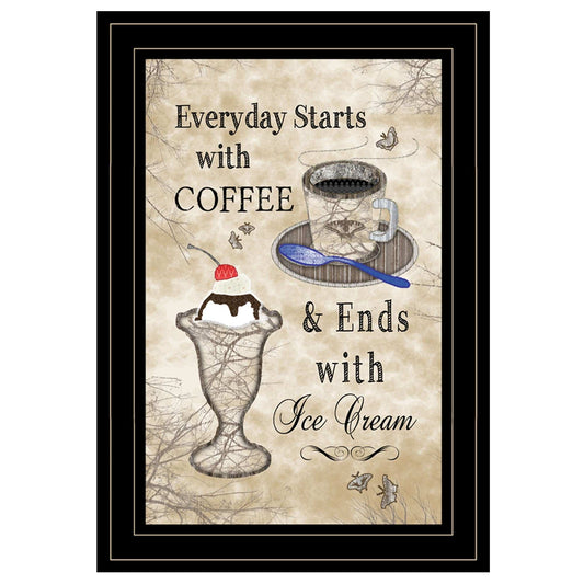 Everyday Starts with Coffee 4 Black Framed Print Kitchen Wall Art - Homeroots - Flyclothing LLC